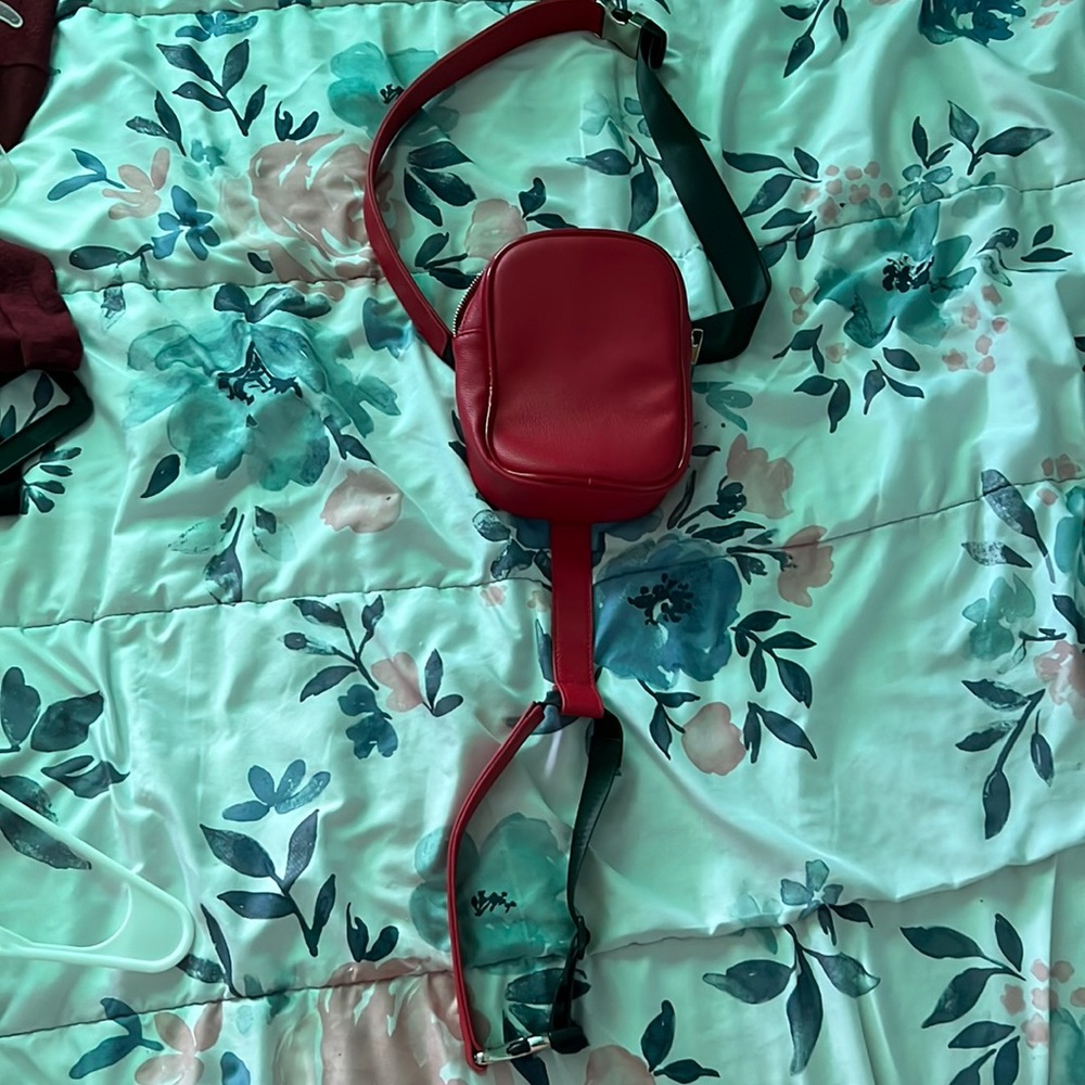 Red bag with buckles for waist and leg